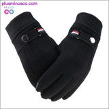 Plus Minus Co Men's Winter Gloves Suede Warm Split Finger Gloves Outdoor, view 6