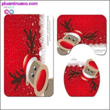 Plus Minus Co Merry Christmas Bathroom Set, Snowman Santa and Elk Shower Curtain Set, view 6