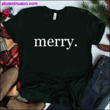 Plus Minus Co Merry Christmas Print Short Sleeve T-shirt at, view 5