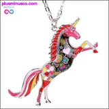 Plus Minus Co Metal Chain Enamel Unicorn Necklace and Pendant For Women, view 2