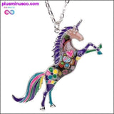 Plus Minus Co Metal Chain Enamel Unicorn Necklace and Pendant For Women, view 3