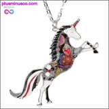Plus Minus Co Metal Chain Enamel Unicorn Necklace and Pendant For Women, view 4