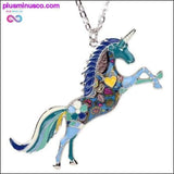 Plus Minus Co Metal Chain Enamel Unicorn Necklace and Pendant For Women, view 5