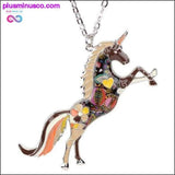 Plus Minus Co Metal Chain Enamel Unicorn Necklace and Pendant For Women, view 6