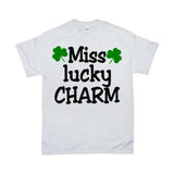 Plus Minus Co Miss/Mister Lucky Charm T-Shirts, Couple St. Patrick's Day T-shirt, St. Patrick's Day, Miss Lucky Charm, Funny St Patrick Tee, Lucky in Love, view 2