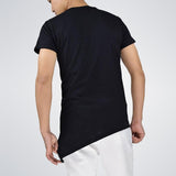 Plus Minus Co Fashion street wear men's hi-street t-shirt Button neck tshirt Longline sharp Asymmetrical hem men funny t shirt, view 2