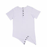 Plus Minus Co Fashion street wear men's hi-street t-shirt Button neck tshirt Longline sharp Asymmetrical hem men funny t shirt, view 5