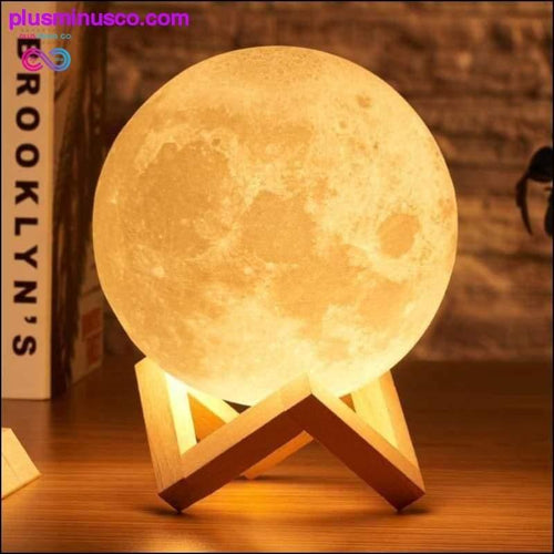 Plus Minus Co Moon lamp 3D print night Rechargeable 3 Color Tap Control