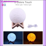 Plus Minus Co Moon lamp 3D print night Rechargeable 3 Color Tap Control, view 4