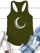 Plus Minus Co Moon Printed Tank Top Women Sleeveless Harajuku New Summer Holiday Loose Tee Shirt Femme O Neck Vest 90s Top Women 2022 Mujer, view 6