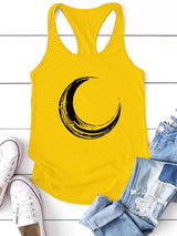 Plus Minus Co Moon Printed Tank Top Women Sleeveless Harajuku New Summer Holiday Loose Tee Shirt Femme O Neck Vest 90s Top Women 2022 Mujer, view 5