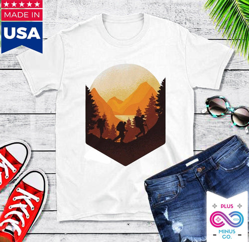 Plus Minus Co Mountain Hiking outdoors Shirt, Retro Sunset,Funny Hiking Shirt, Hiking Shirts, Hiking TShirt, Hiking Gift, Hiker Shirt