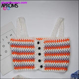 Plus Minus Co Multi Color Knitted Crochet Crop Top and Shorts Summer Beach, view 3