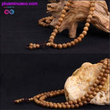 Plus Minus Co Multi layer 108 Wood Beads Lotus OM Tibetan Bracelet, view 4