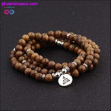 Plus Minus Co Multi layer 108 Wood Beads Lotus OM Tibetan Bracelet, view 5