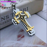 Plus Minus Co Multi-layer Jesus Cross Pendant Stainless Steel Necklace  For Men,, view 3
