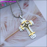Plus Minus Co Multi-layer Jesus Cross Pendant Stainless Steel Necklace  For Men,, view 5