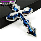 Plus Minus Co Multi-layer Jesus Cross Pendant Stainless Steel Necklace  For Men,, view 6