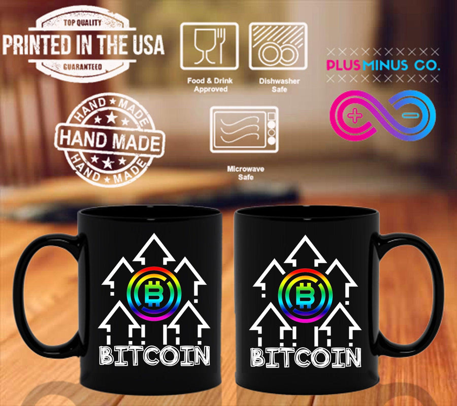 Plus Minus Co Multicolor Bitcoin Black Mugs