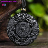 Plus Minus Co Natural Black Obsidian Hand Carved Chinese Dragon Phoenix, view 2