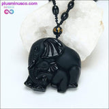 Plus Minus Co Natural Black Obsidian Hand Carved Scrub Elephant Pendant, view 3