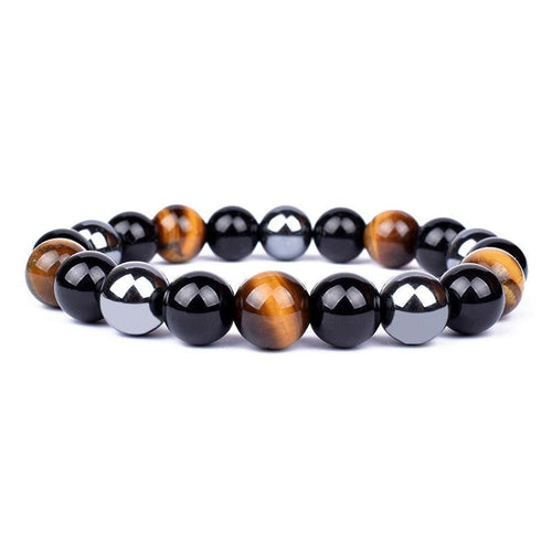 Plus Minus Co Natural Black Obsidian Hematite Tiger Eye Beads Bracelets Men for Magnetic Health Protection Women Jewelry Pulsera Hombre