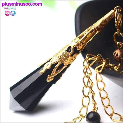 Plus Minus Co Natural Black obsidian reiki Chakra healing pendant necklace