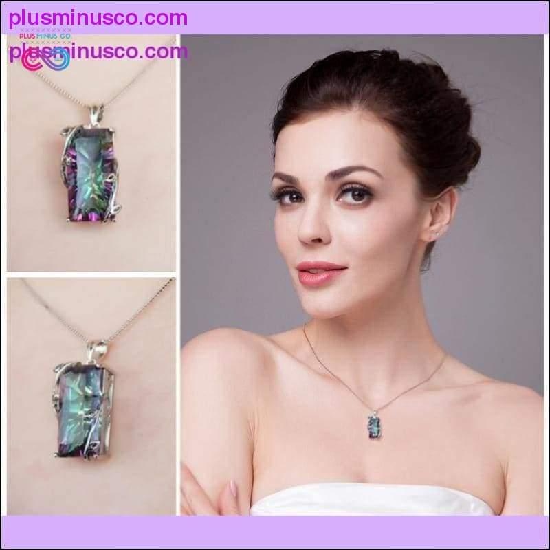 Plus Minus Co Natural Fire Rainbow Mystic 16ct Topaz Necklace Solid 925