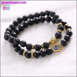 Plus Minus Co Natural Stone Black Lava Beads Bracelet, view 3