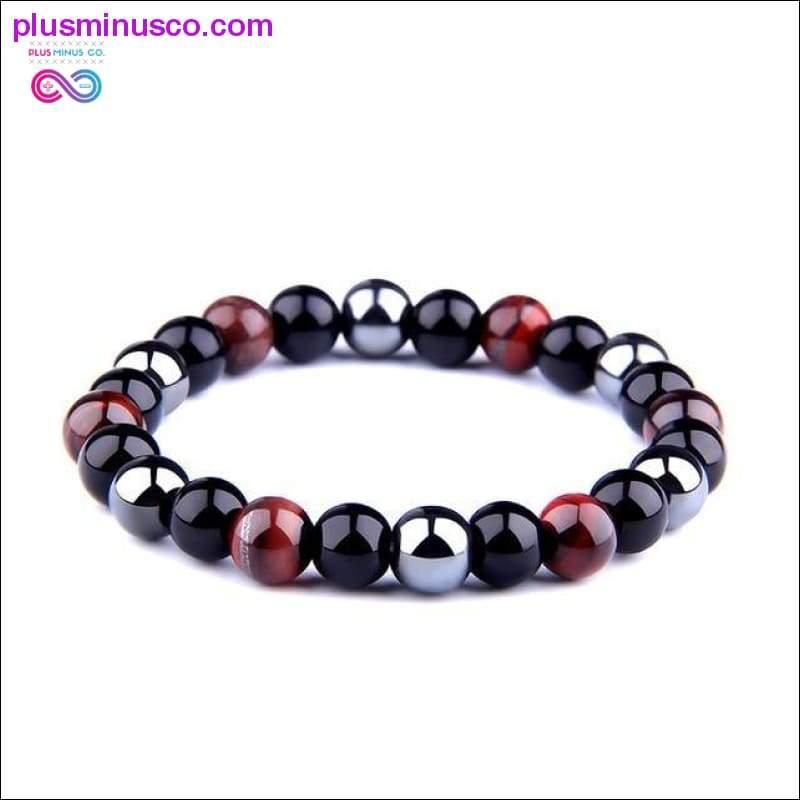 Plus Minus Co Natural Tiger Eye Hematite Men Bracelets Set Magnetic Health