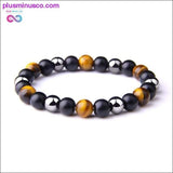 Plus Minus Co Natural Tiger Eye Hematite Men Bracelets Set Magnetic Health, view 3
