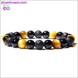 Plus Minus Co Natural Tiger Eye Hematite Men Bracelets Set Magnetic Health, view 4
