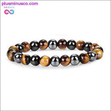 Plus Minus Co Natural Tiger Eye Hematite Men Bracelets Set Magnetic Health, view 5