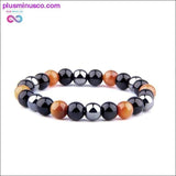 Plus Minus Co Natural Tiger Eye Hematite Men Bracelets Set Magnetic Health, view 6