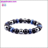 Plus Minus Co Natural Tiger Eye Hematite Men Bracelets Set Magnetic Health, view 4