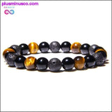 Plus Minus Co Natural Tiger Eye Hematite Men Bracelets Set Magnetic Health, view 6