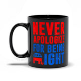 Plus Minus Co Never Apologize For Being Right Black Mugs, view 2