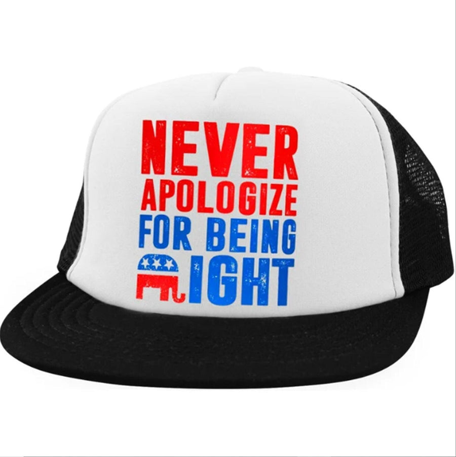 Plus Minus Co Never Apologize for being right Trucker Hat with Snapback