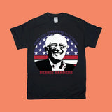 Plus Minus Co Never Lose Your Sense Of Outrage | Bernie Sanders | Circle American Flag T-Shirts, view 2