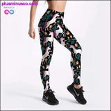 Plus Minus Co New 2018 Red Rose Print Elastic Women Leggings Blue Green 3D, view 3