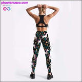 Plus Minus Co New 2018 Red Rose Print Elastic Women Leggings Blue Green 3D, view 6