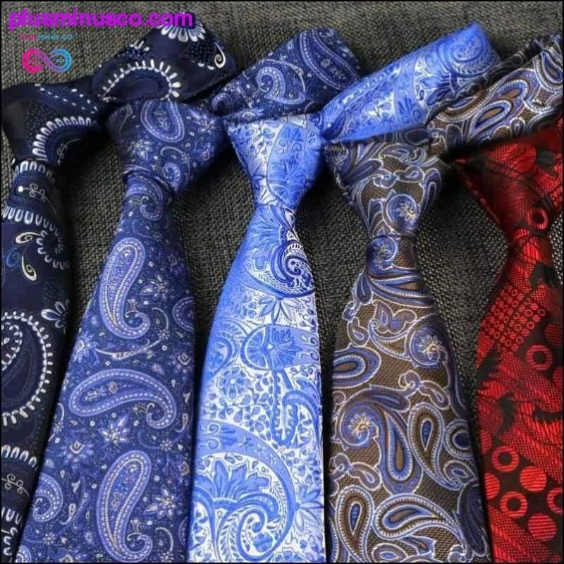 Plus Minus Co NEW 8CM Men Ties Fashion Paisley Pattern High Quality