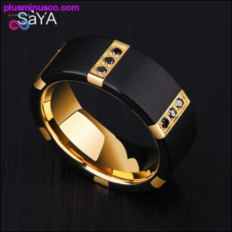 Plus Minus Co New Arrival 8MM Width BlackTungsten Carbide Rings For Man