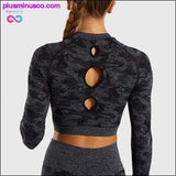 Plus Minus Co New camo seamless leggings 5 colors cam long sleeve crop top, view 4