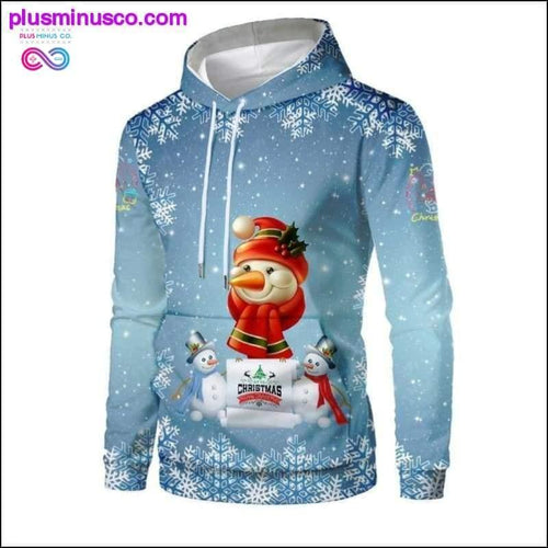 Plus Minus Co New Christmas Hoodies Men 3D Santa Claus And Snowman Trees