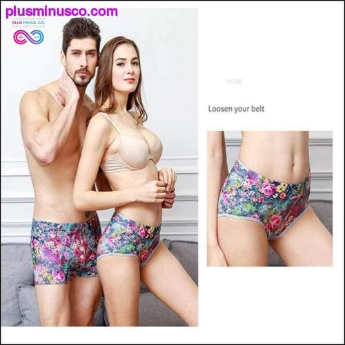 Plus Minus Co New Couple Underwears Printing Underpants Sexy Women Shorts