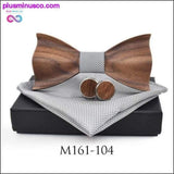 Plus Minus Co 3D Wooden tie Pocket Square Cuff-links Fashion wood bow tie, view 2