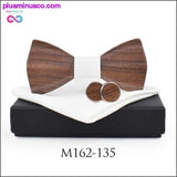 Plus Minus Co 3D Wooden tie Pocket Square Cuff-links Fashion wood bow tie, view 5