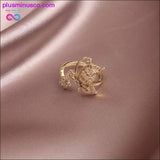 Plus Minus Co Butterfly Ring Luxury Shiny Cocktail Party Ring for Women, Dainty Adjustable Rings, High Grade Bright Copper Zircon Butterfly Rings,, view 4