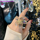 Plus Minus Co Butterfly Ring Luxury Shiny Cocktail Party Ring for Women, Dainty Adjustable Rings, High Grade Bright Copper Zircon Butterfly Rings,, view 5